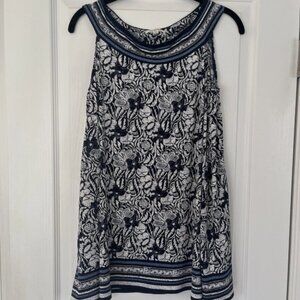 PRE-OWNED Max Studio Blue Floral Sleeveless Flower Pullover Blouse Women’s XS